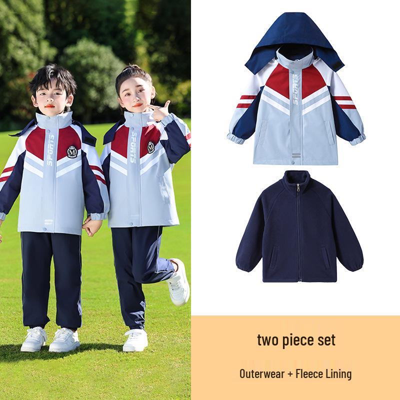 Комплект школьной формы для начальной школы: Трехпредметный ветрозащитный костюм для детсадовцев и учеников первого класса (весна/осень) 120cm
