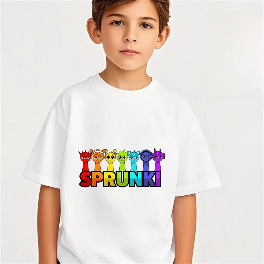 2026 Hot Sprunki Cartoon T Shirt Summer Kids Game Clothes Teen Boys Short Sleeve Tops Baby Girls Cartoon Children Clothing