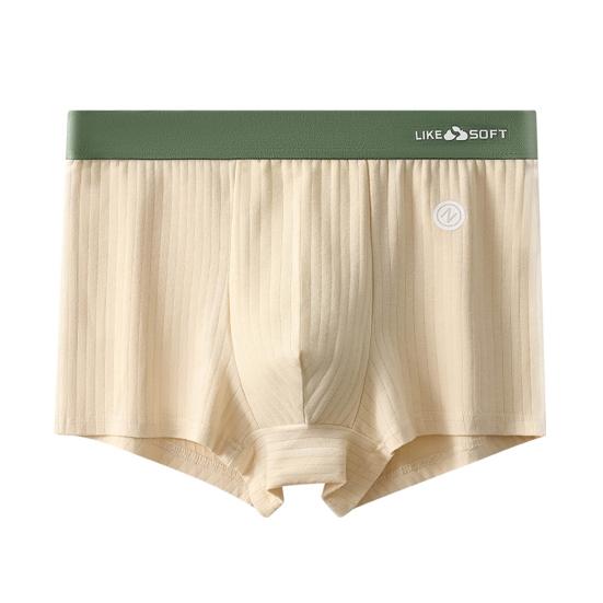 Men Boxer Underwear Elastic Mid-Waist Design Breathable Shorts Briefs Patchwork Color U-Convex Ribbed Smooth Wiring Panties