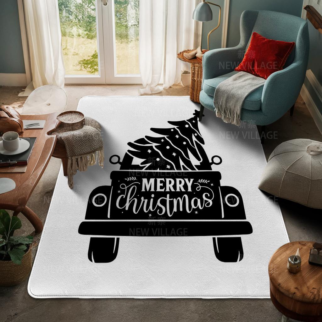 House Entrance Carpet Home Door Mat Living Room Bath Foot Bathroom Non-slip Water Absorption Rugs Bath Merry Christmas Winter
