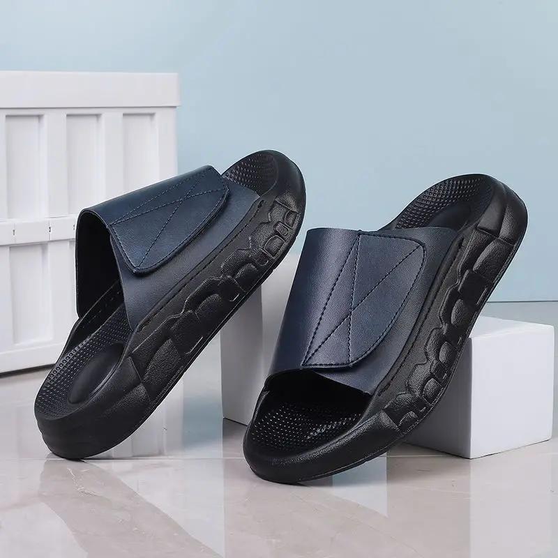 Shoes Platform Beach Slippers for Men Leather Comfortable Clappers 2026 Fun Style Original Summer Sale Eva Trend Pvc Sandals Man