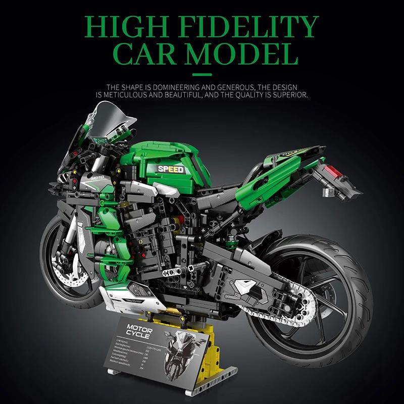 Non-Toxic 2088Pcs H2 Sx Motorcycle Building Blocks City Racing Motor Bike Model Bricks Desktop Decoration Display Children'S Diy Toy Gifts