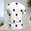 Men s Plus Size V Neck Short Sleeve White T Shirt Black Polka Dot Printed Pullover Straight Hem