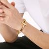 Kalen Chunky Stainless Steel Cross Bangle Men's Rock Hip Hop Mesh Chain Jewelry Shining Gold Color Accessories Gift