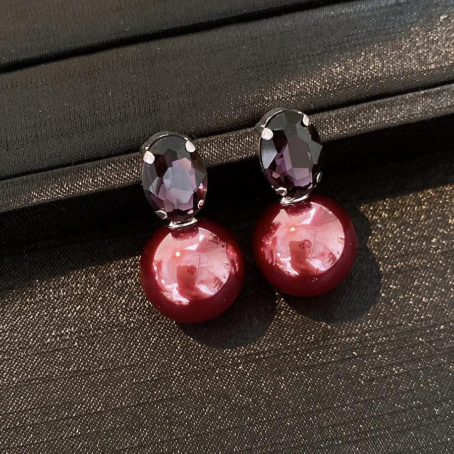 

Французские овальные серьги с жемчугом и инкрустацией стразами для женщин 2025, универсальные серьги-подвески, роскошные, высококлассные, минималистичные, свадебные, с цирконием