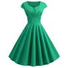 Women's V Neck Cap Sleeve Midi Dress Slim Fit Mid Rise Elegant Ruched Swing Dress Solid Color Spring Cocktail Party Dress