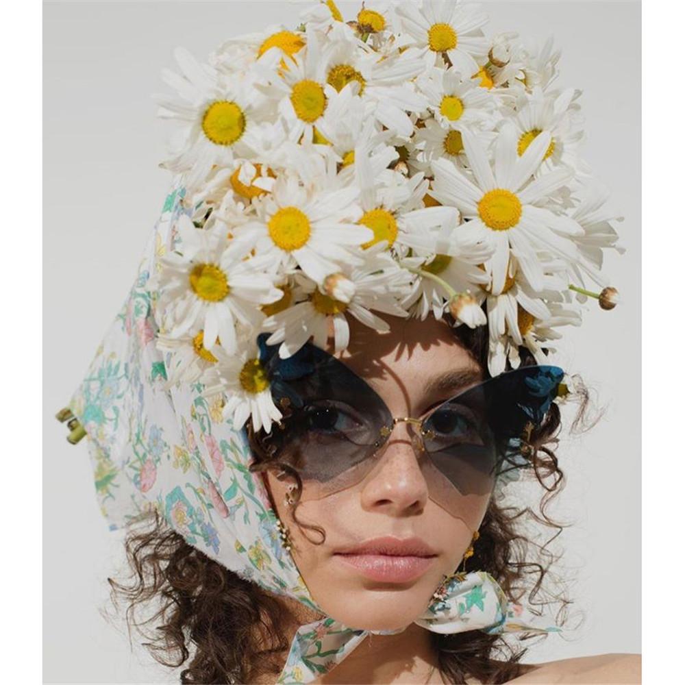 Christmas Decorations Fashion Eyewear Rimless Sunglasses Retro Sun Glasses Uv Protection Butterfly Sunglasses