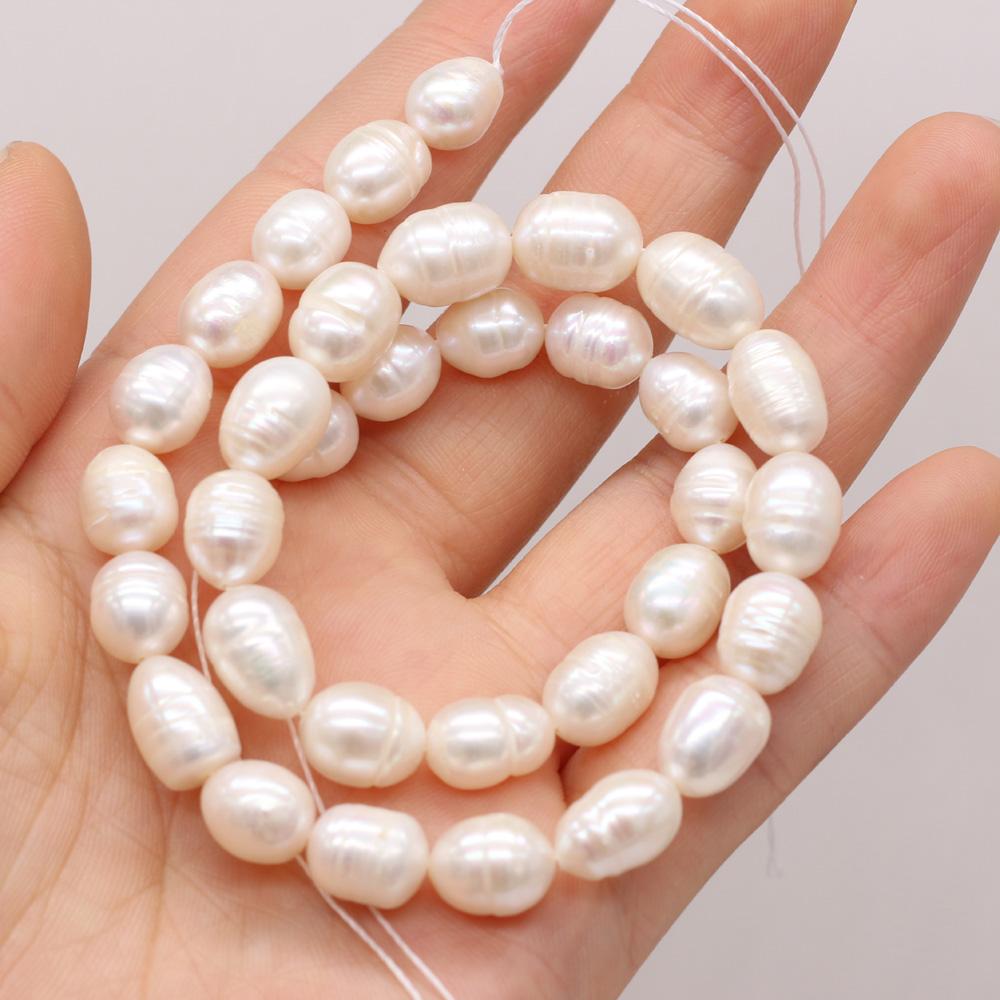 

1String, A Natural Freshwater Pearls, Handcrafted Rice-shaped Pearl Beads for DIY Necklaces, Jewelry Making Supplies 36cm 1String/9-10mm-36cm білий