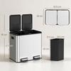 2 X 20L Double Kitchen Bin, Stainless Steel Pedal Rubbish Bin with Dual Compartments, Soft Close Lids, Silver Tone
