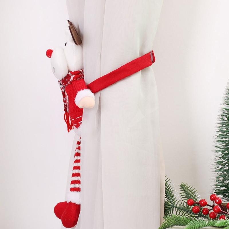 Christmas Curtain Buckle Holiday Party Window Decorations Cartoon Curtain Tieback Holder for Living Room Bedroom Decor