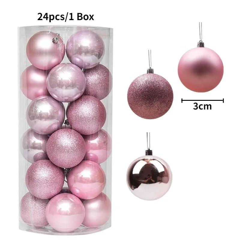 24Pcs 3CM Christmas Balls Decorations Christmas Tree Ornaments Ball Hanging Pendants Home Party Decor New Year Navidad Decor