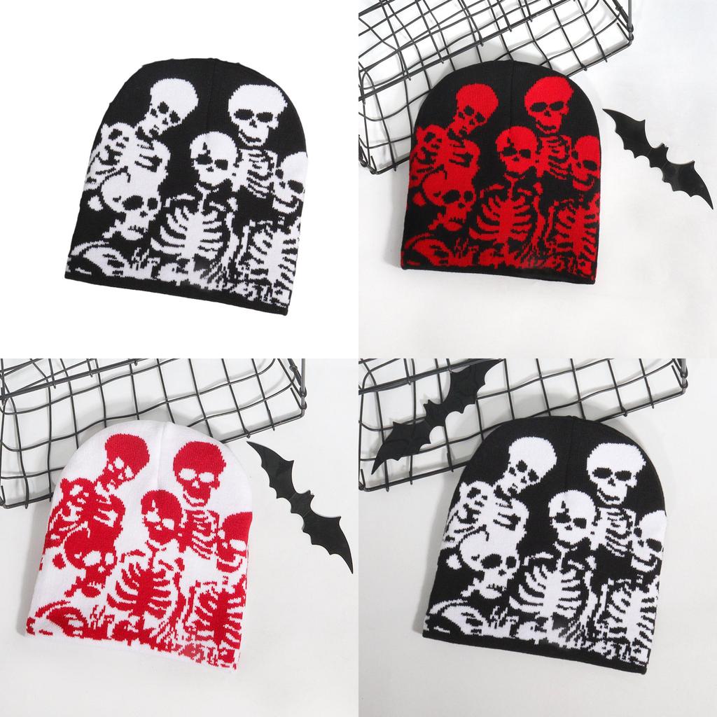 Skull Pattern Streetwear Knitted Hat With Acrylic Material For Fall And Winter Fashion Trend