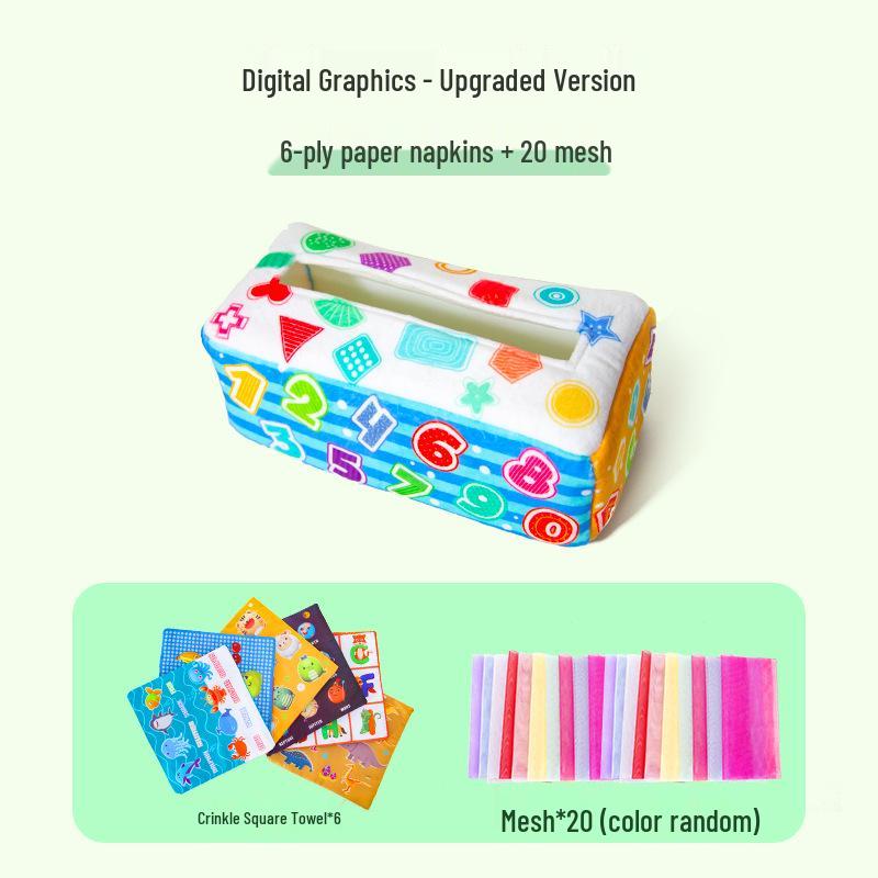 Infant Tear-Proof Tissue Box Toy for Finger Exercise and Simulation Learning