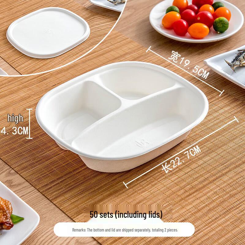 

MOLUONA Disposable 3-Compartment Plastic Food Containers