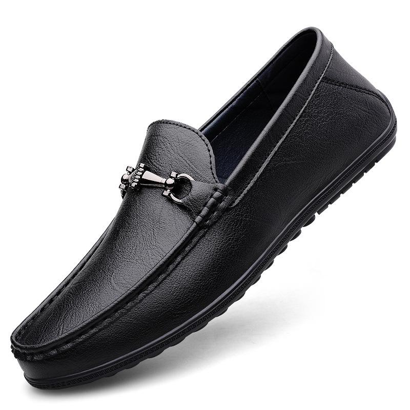 Men's Breathable Leather Slip-On Driving Shoes - Soft Sole, Small to Large Sizes