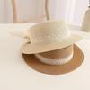 Breathable Kids Straw Hat Lace Bow Sun Visor Cap Simple Children Panama Caps  for Girls