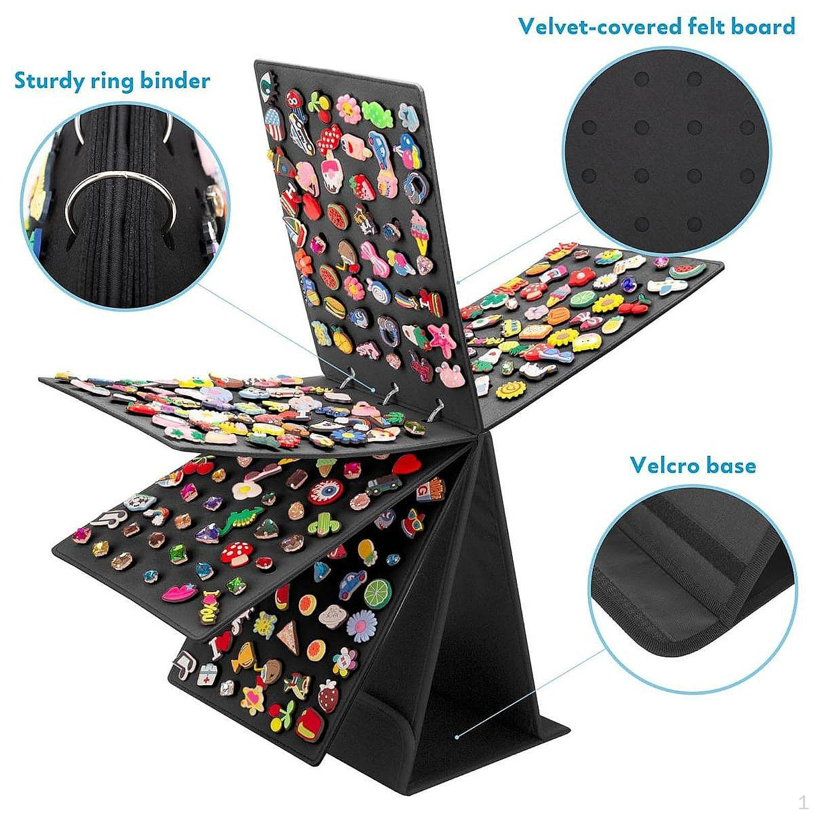 

Shoe Charm Organizer, Display Pages, with 5 Removable Practical And Portable. чорний