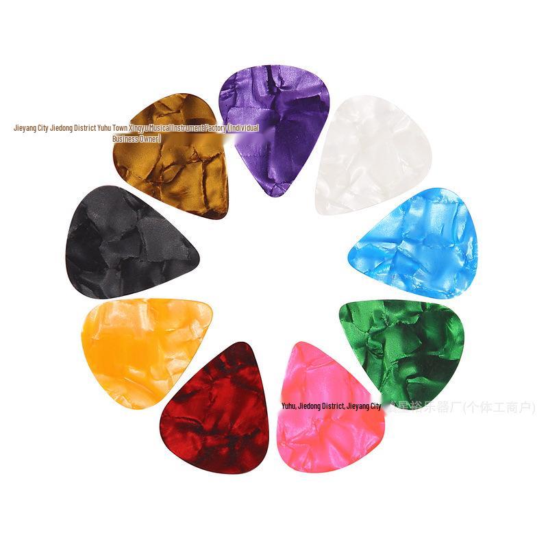 Hartvormige & Druppelvormige Gitaarplectrums - Celluloid & ABS, 0,5 mm, 0,75 mm, 1 mm.
