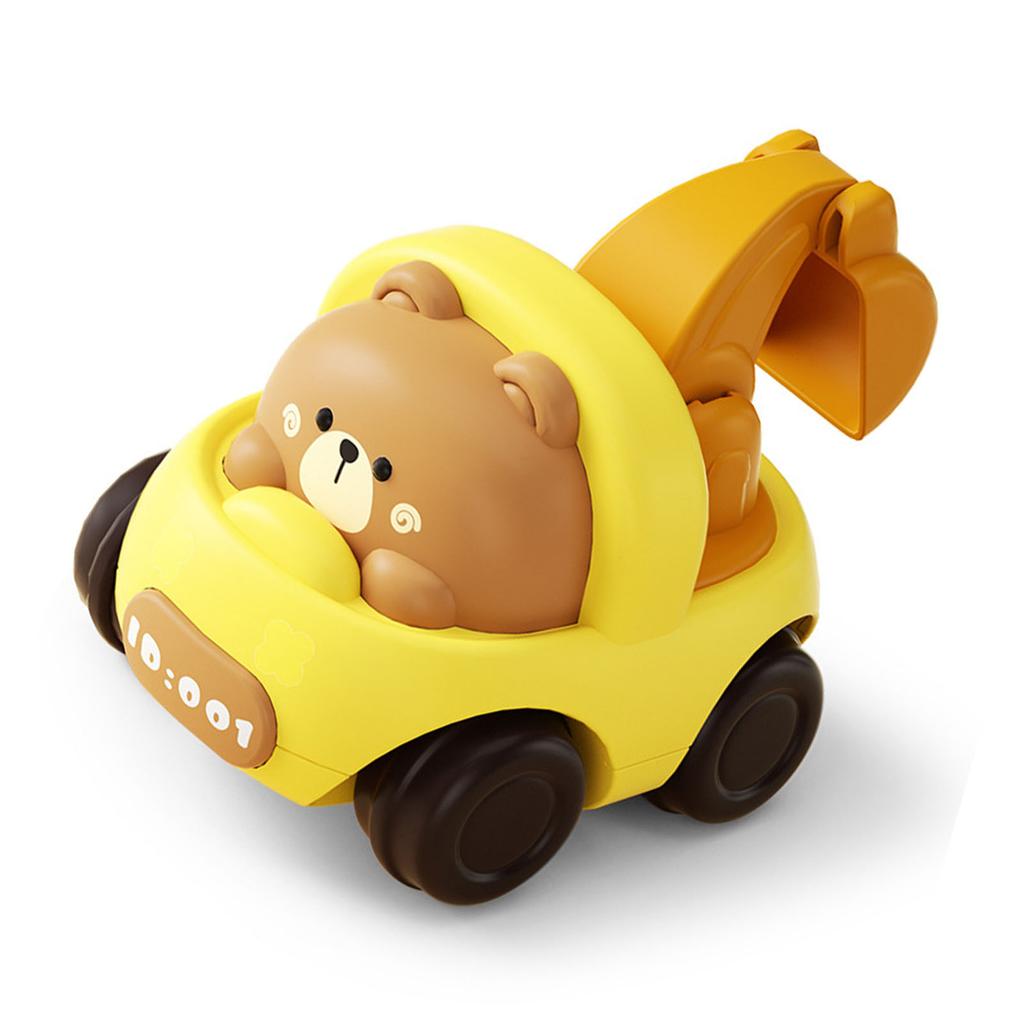 Toy Excavator Truck Inertial Design Cute Cartoon Bear Plastic Portable Kids Mini Construction
