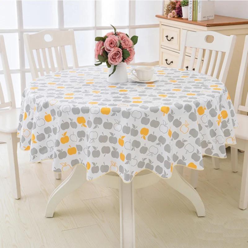 Round Table Cloth Environmental Protection Plush Plastic Tablecloth PVC Tablecloth Waterproof, Oil Proof and Washable