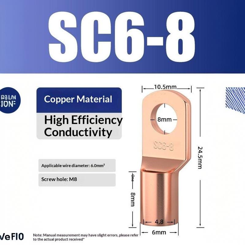 Cd Copper Lug Ring Wire Connectors Bare Cable Electric Crimp Terminal Sc4-6 Sc6-6 Sc6-8 Sc10-6 Sc16-6 Sc16-8 Sc25-8