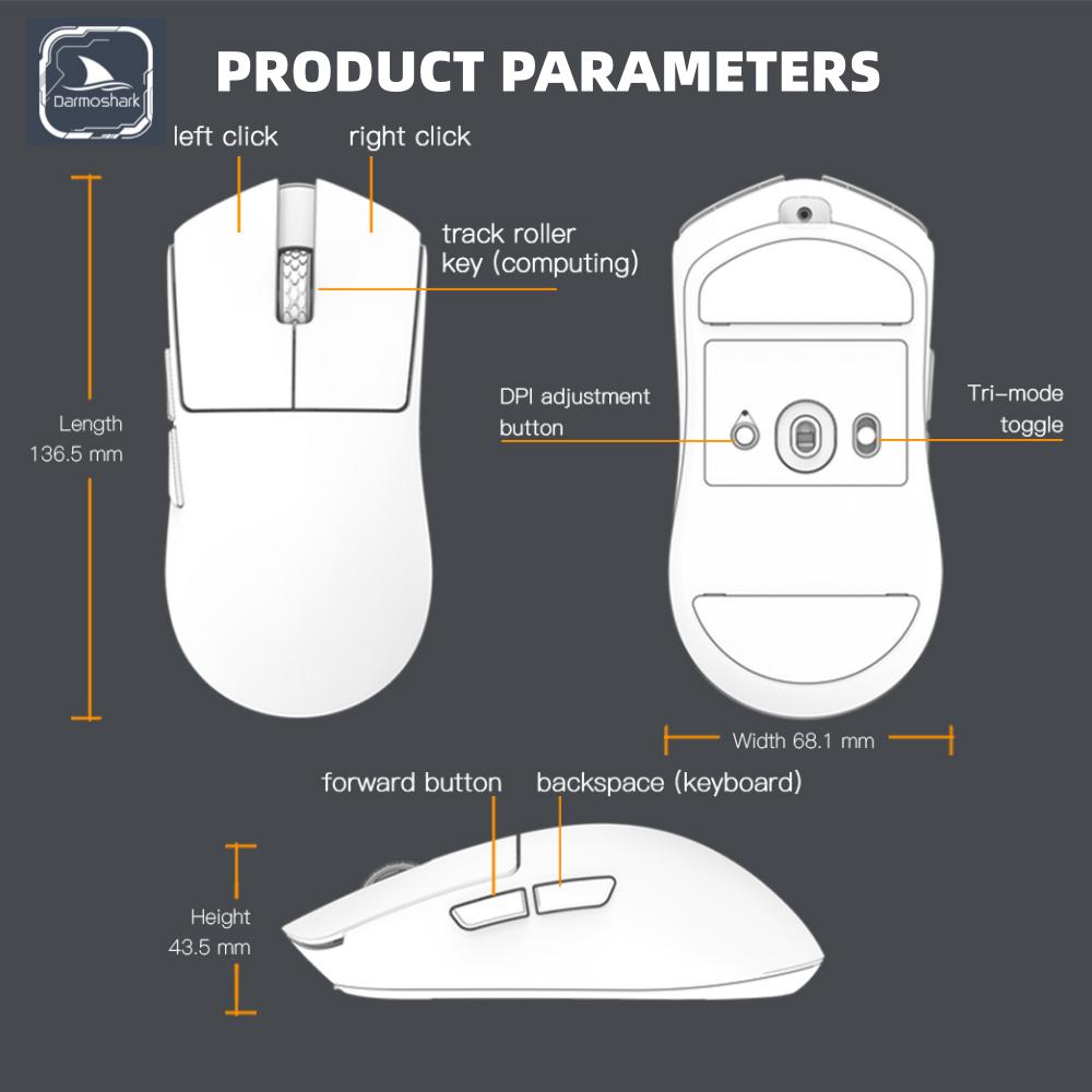Darmoshark M9 Lightweight Tri-Mode Wireless Gaming Mouse, Esports Flagship for Office & Gaming , Bluetooth / 2.4G / Wired Connection