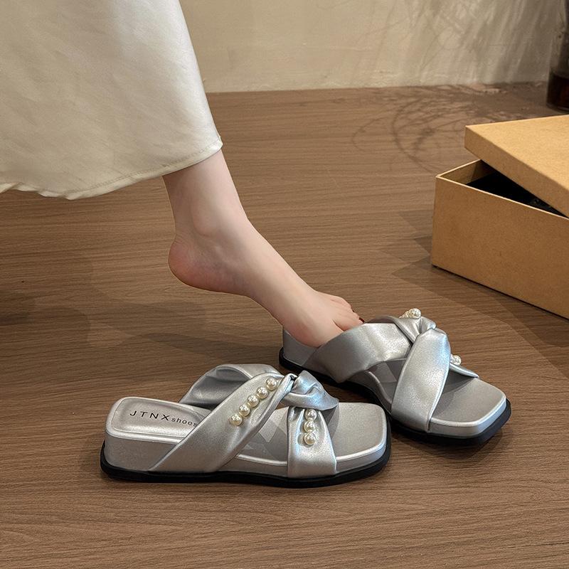New Style Sandals Slippers Women's Shoes One-shoulder Heel Slippers