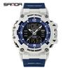 SANDA 6323 Men's Electronic Watch Dual Display Luminous Waterproof Student Watch Outdoor Sports Multifunctional Digital Watch