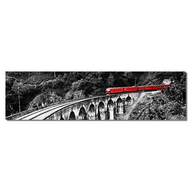 

Природный пейзаж, городской пейзаж, черный, красный, поезд, холст, картина, настенные художественные фотографии, постеры и принты для гостиной, спальни, домашний декор, без рамки 20*40cm