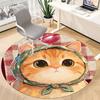 1PC Cat Scarf Office Round Area Rug,  Mat Suitable ForOffice, Under Office Chairs Bedroom Living Room Home Decor, Room Deco