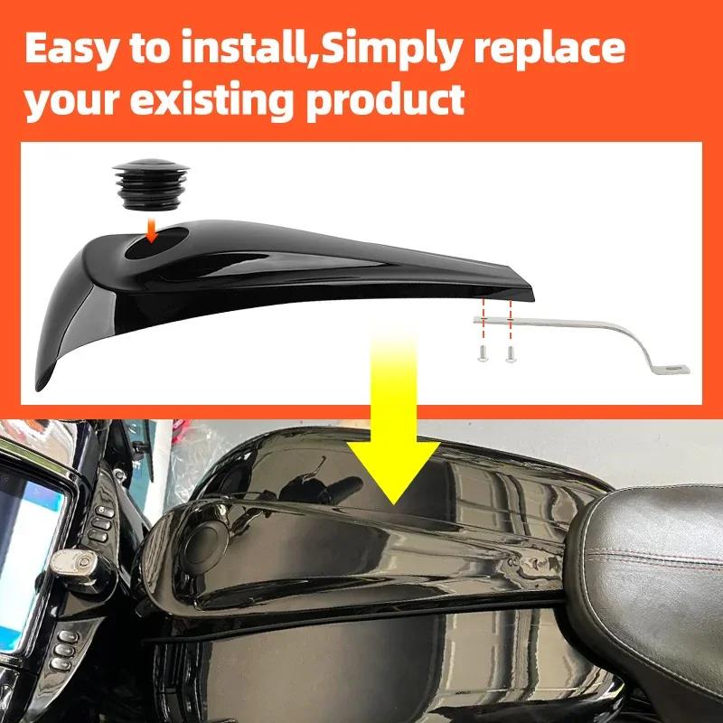 Gloss Black Motorcycle Smooth Dash Fuel Console Panel Gas Tank Cap Cover For Harley Touring Electra Glide Street FLHT FLHX 08-UP