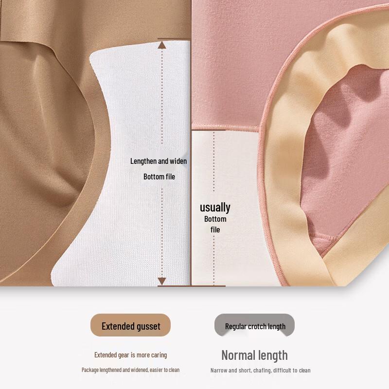 MaoRen Women's Invisible Ice Silk Seamless Antibacterial Briefs (3-Pack)