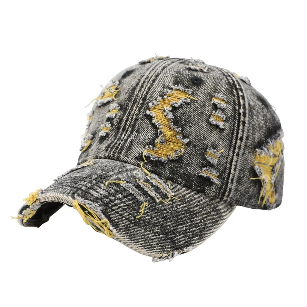 Gewaschene und alte zerrissene Denim-Baseballkappe Herren dünne Farbabstimmung polierte Sonnenkappe vergrößertes und vertieftes Kappe