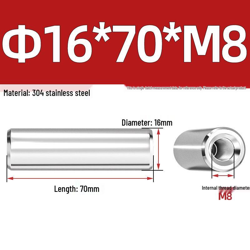 Pin Cilindric din Oțel Inoxidabil 304 cu Filet Interior M4/M6/M8 și Orificiu - Coloană de Suport și Ghidare