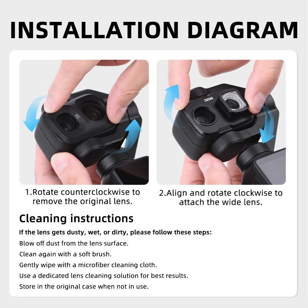 Optical Glass Wide Angle Filter for DJI Osmo Pocket 4P Gimbal Camera Accessories