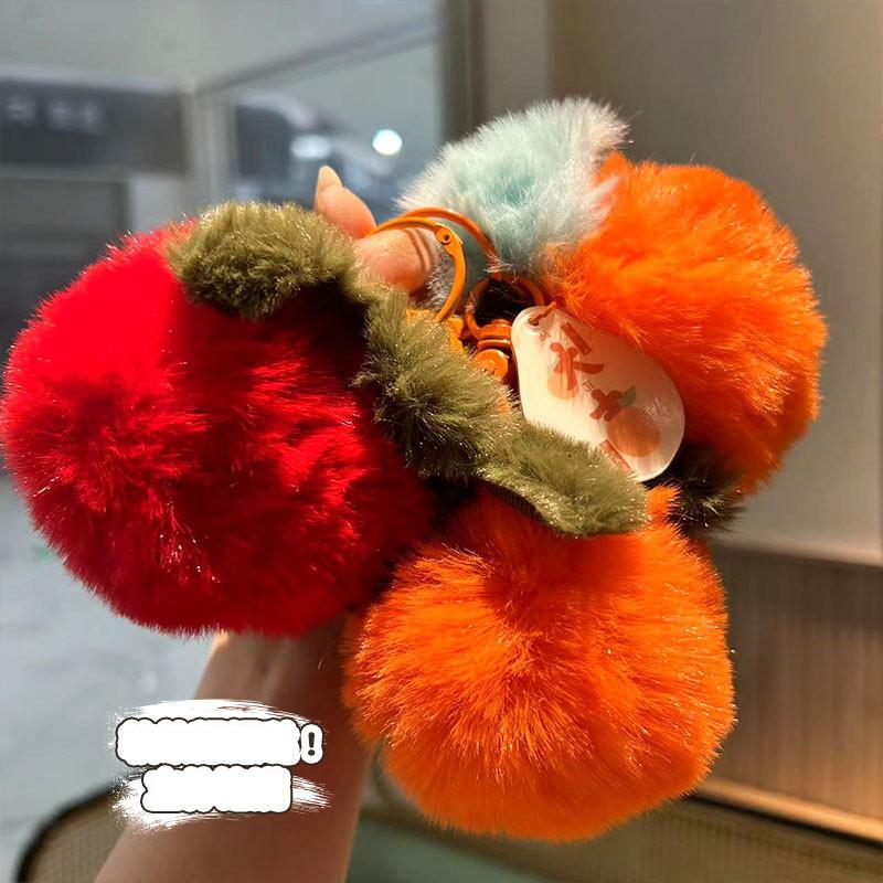 Persimmon Plush Pendant Fruit Keychain Car Key Accessories Decor Festive Gifts