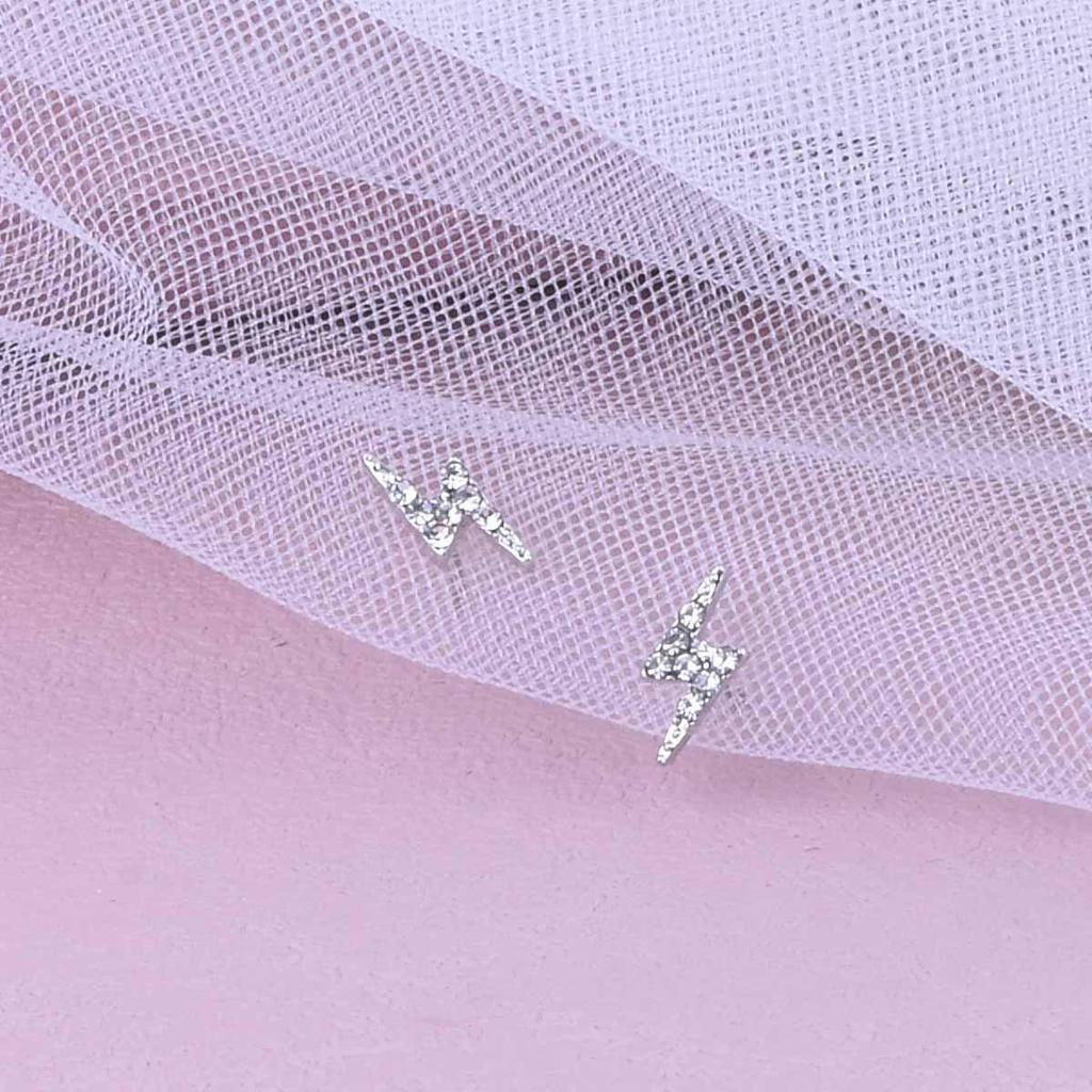 Versatile Zirconia Lightning Stud Earrings for Women - Shiny Mini Diamond Ear Studs