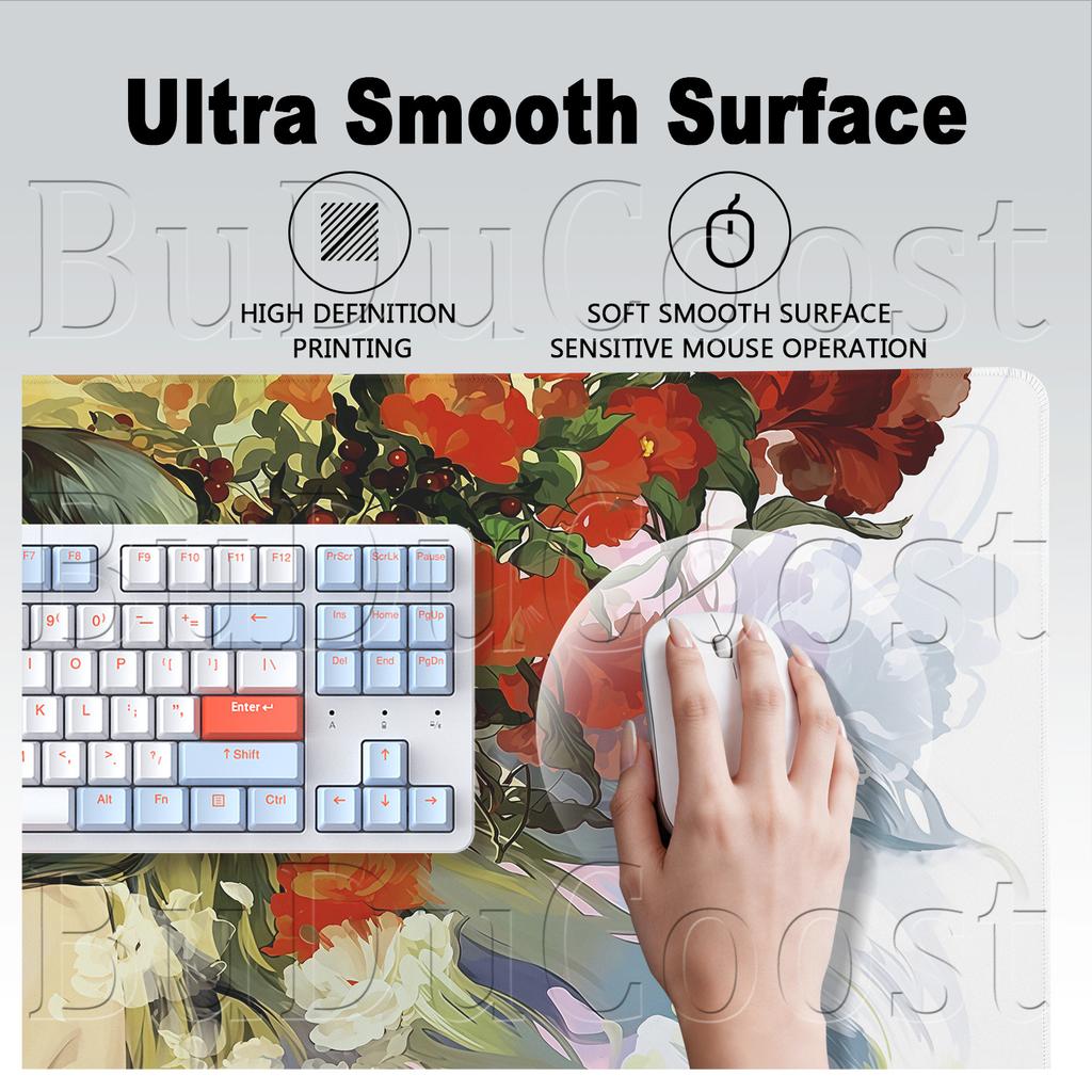 Laptop Washable Desktop Gaming Keyboard Mat PC Rubber Accessories Locking Edge 900x400mm Black S-Saya No Uta Mousepad XXL Carpet