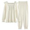 Herbst Koreanische Frauen Pyjamas Süße Nachtwäsche Prinzessin Homewear Rüschen Lange-Ärmeln Bequeme Loungewear Zwei-stück Set Homewear