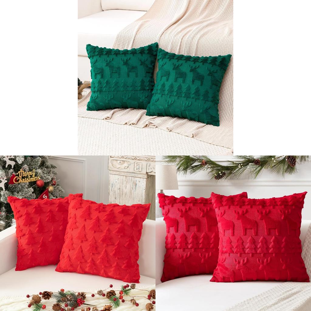 Christmas Plush Pillow Cover With Geometric Snowflake Design For Home Decor And Gift
