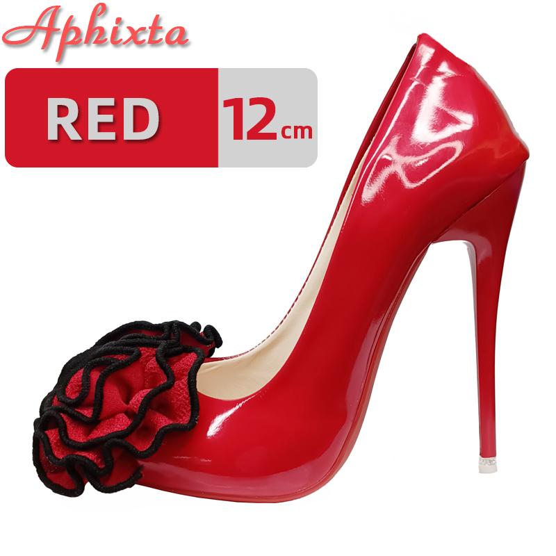 Fashion Aphixta Dark Green 12cm Stiletto Heels Women Pumps Rose Flowers Appliques Work Student Size Colorful Party Shoes Big Size 33-50