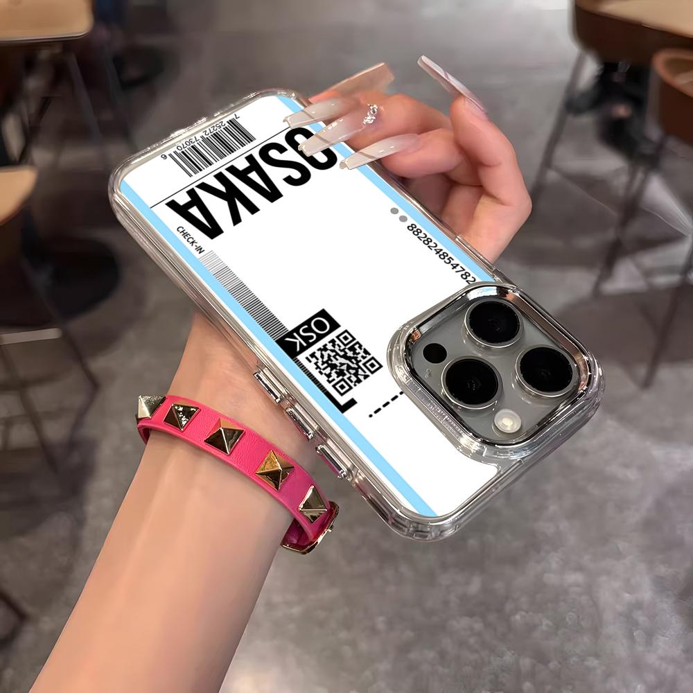 Plane Fight Ticket Phone Case For IPhone 17 Air 16 15 14 13 12 11 Pro Pro Max Plus Transparent Soft Cover