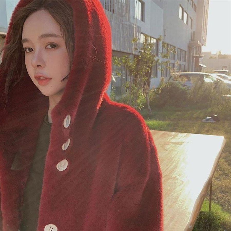Hooded Thickened Imitation New Winter Coat Women Fashion Medium Long Clothes Korean Version