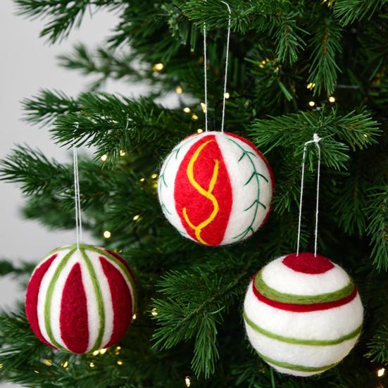 Wool Ball Christmas Ornament Handmade Felt Balls Christmas Tree Hanging Ornaments for Vintage Xmas Holiday Farmhouse Party Decor