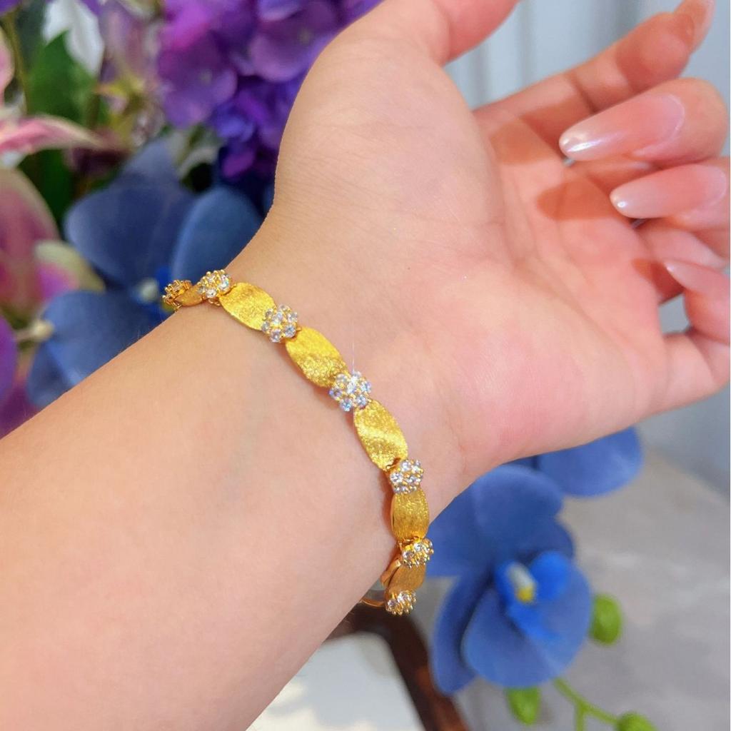 Silk Dot Diamond Flower Brushed Ribbon Bracelet Women'S French Light Luxury Retro Stacked Wear Premium Sense