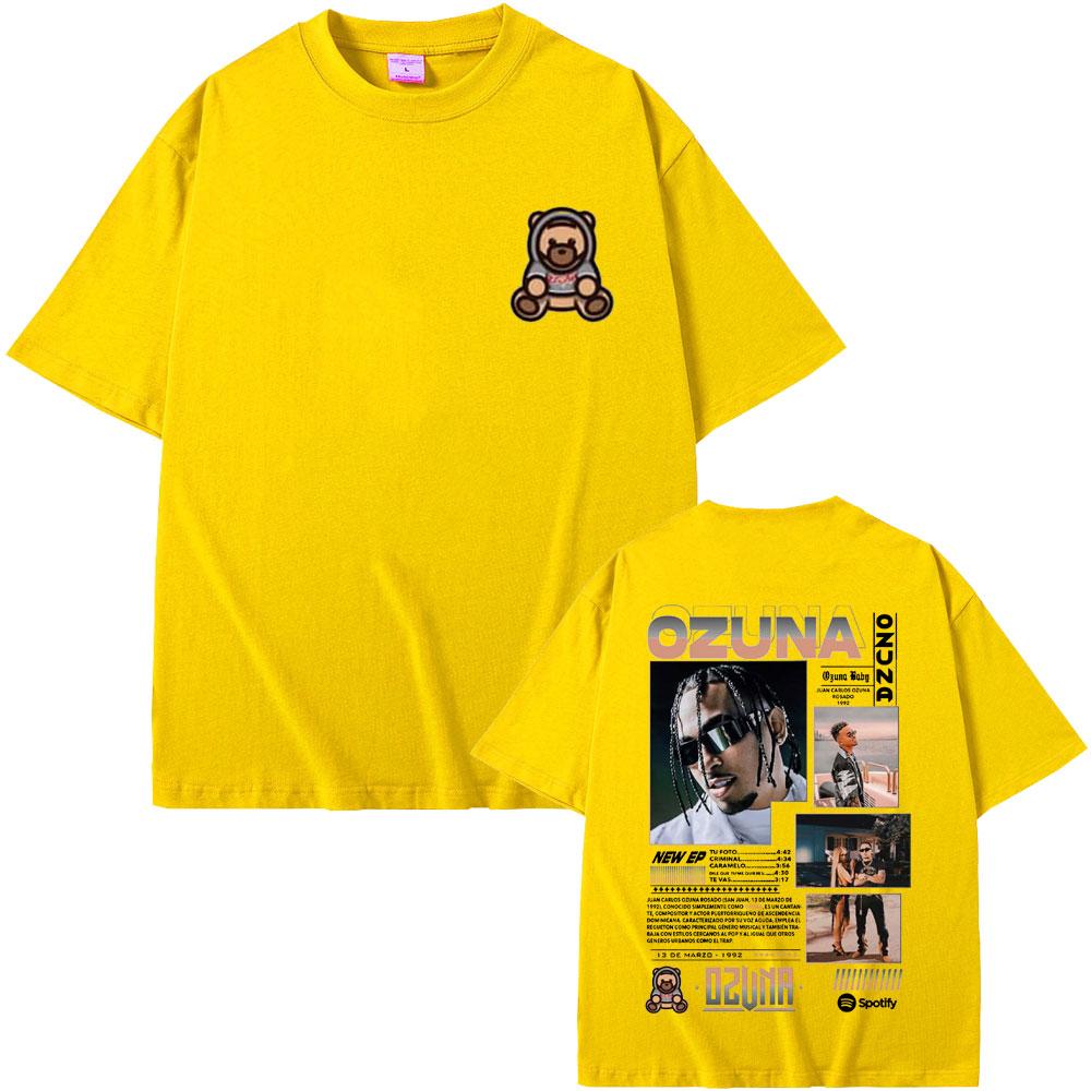 Rapper Ozuna Double Sided Print T-shirt Anuel AA Streetwear Men Women Hip Hop Oversized T-shirts Men's Fashion Vintage T Shirts