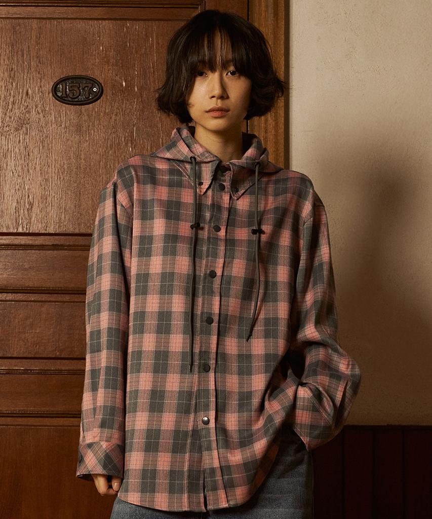 FDR Multi Check Over Hood Shirt_Pink
