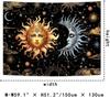 Racunbula Sun and Moon Tapestry Boho Black Golden Tapestries Aesthetic Vintage Moon Stars Cloud Wall Tapestry Spiritual Tapestri