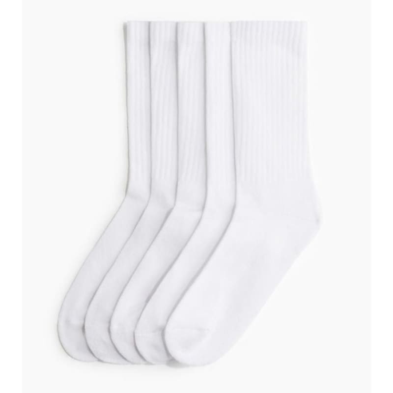 H&M Ribbed Socks 5-Pair Set, White 1247225001