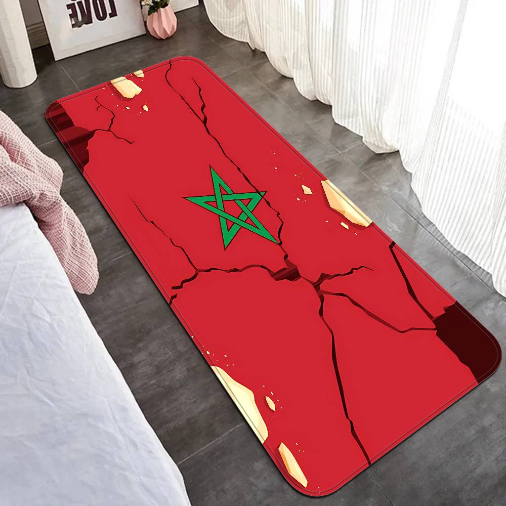 Morocco Map Flag Room Mats Anti-slip Absorb Water Long Strip Cushion Bedroon Mat Household Carpets